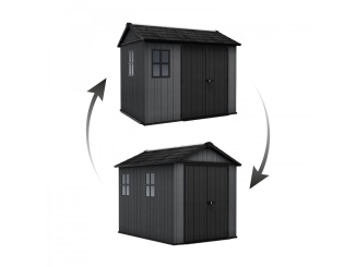 Plastové –  Keter Zahradní domek  Newton Plus wide 9x7,5 šedý, s podlahou