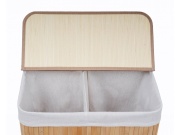 G21 Koš na prádlo  105 l s rozdělovačem, bambusový s bílým košem