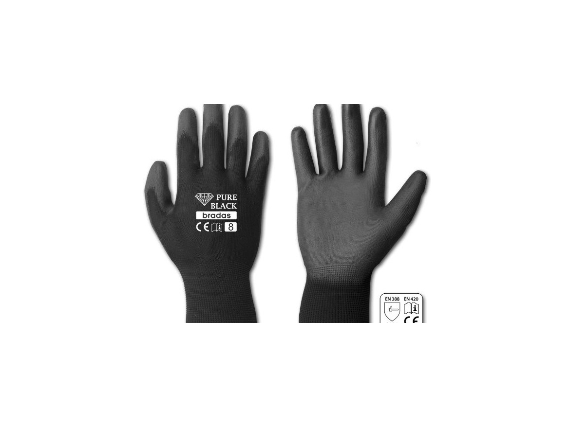 Bradas Ochranné rukavice z polyuretanu Bradas PURE BLACK vel. 10
