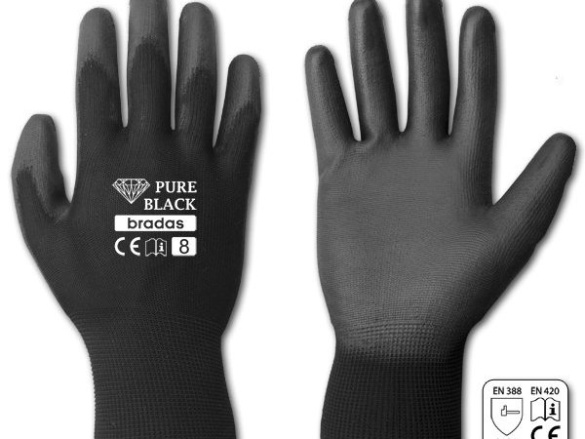 Bradas Ochranné rukavice z polyuretanu Bradas PURE BLACK vel. 10
