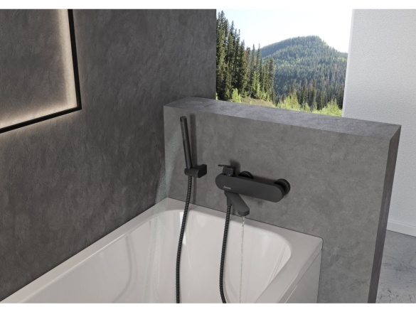 Ravak CR 022.20BL Vaňová nástenná batéria bez sprchového setu, čierna