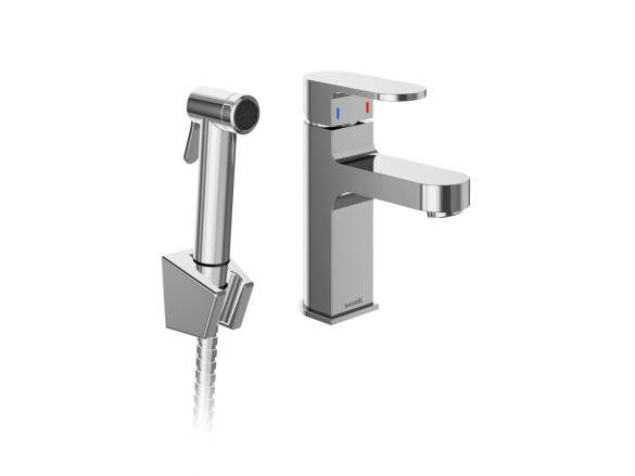 Ravak CR 112.01CR Umývadlová batéria 170 mm s bidetovou sprškou a držiakom na stenu, bez odtokovej armatúry, chróm