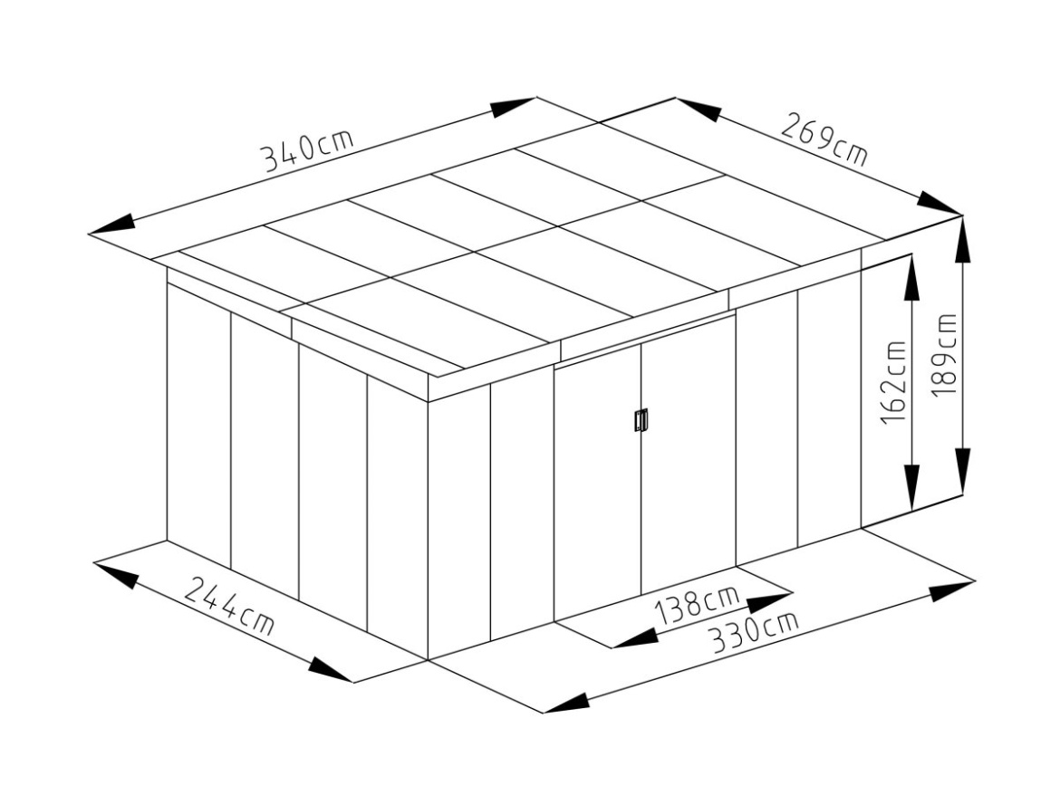 G21 Zahradní domek  GRAH 915 - 340 x 269 cm, hnědý