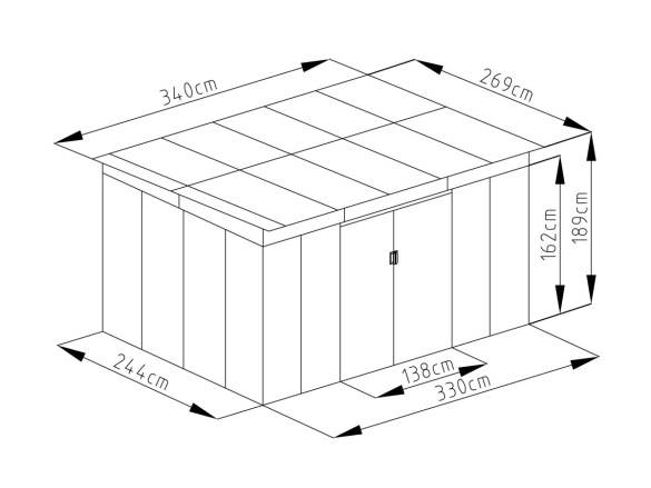 Plechový zahradní domek G21 GRAH 915 - 340 x 269 cm, hnědý