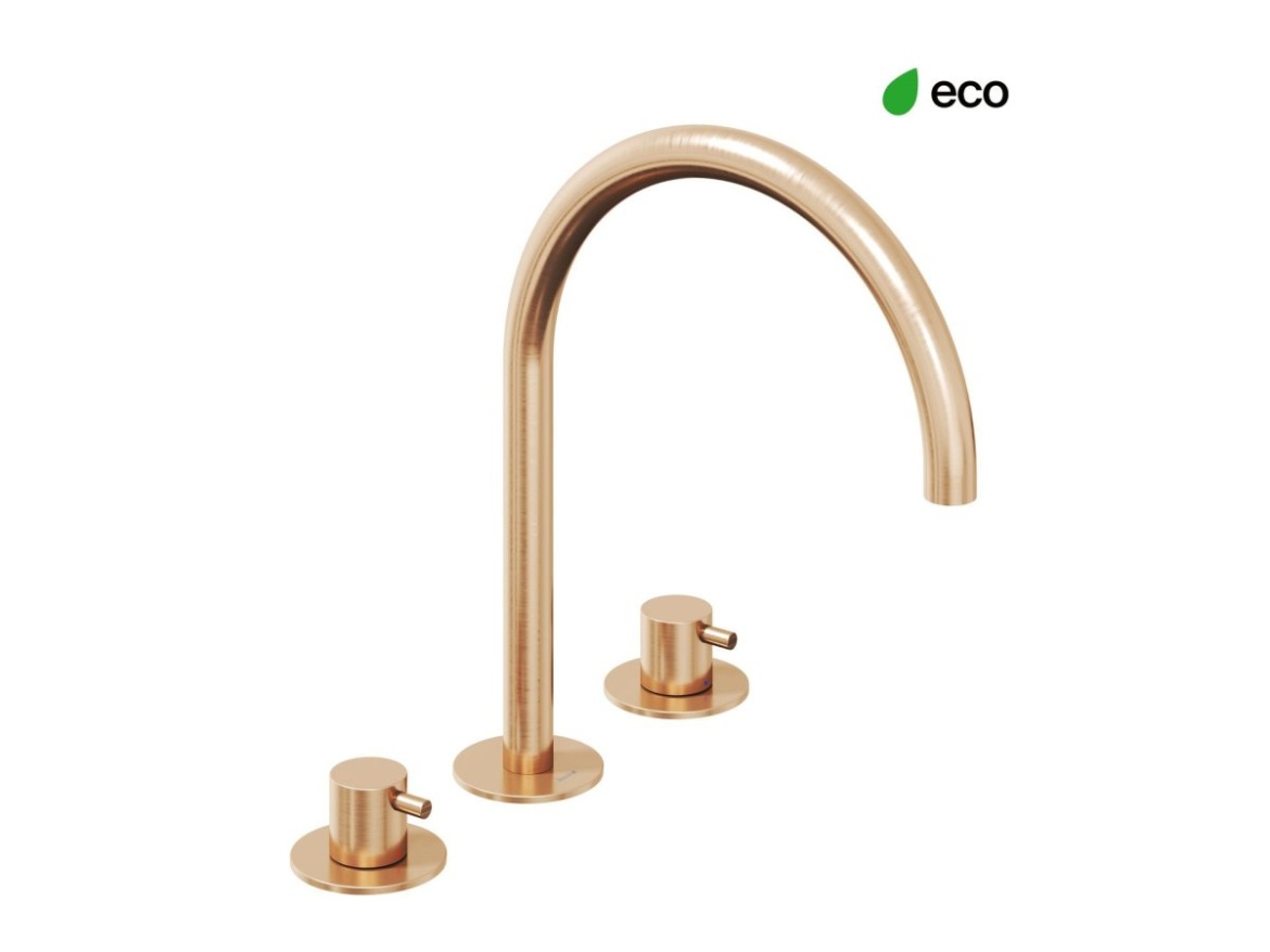 Ravak ES 018.60GLB Umyvadlová stojánková 3-otvorová baterie 270 mm bez výpusti, zlato kartáčované