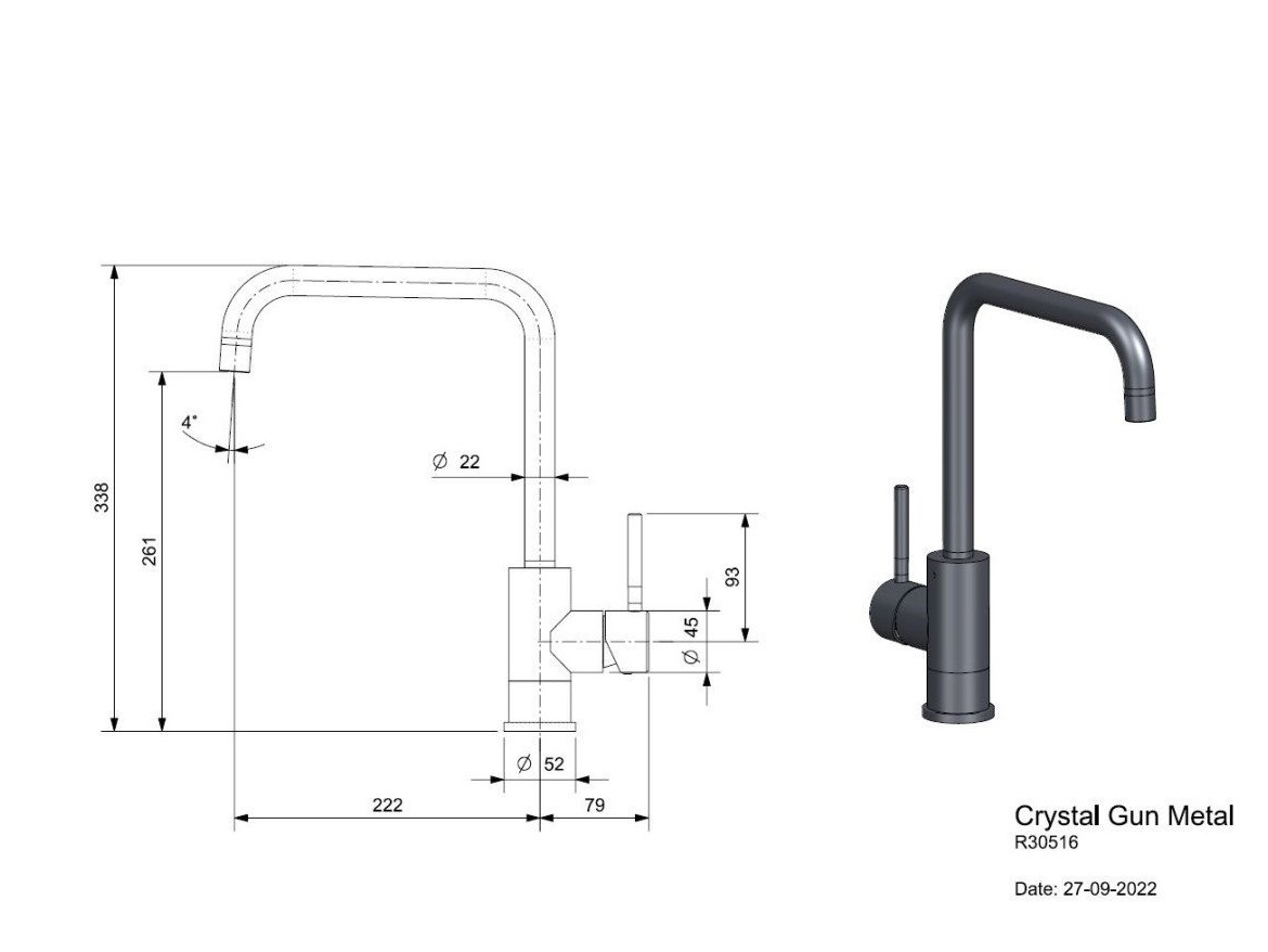 Konyhai csaptelepek Reginox Crystal gun metal