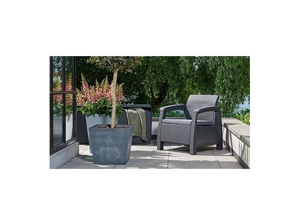 Keter Květináč Beton Square Planter Light grey