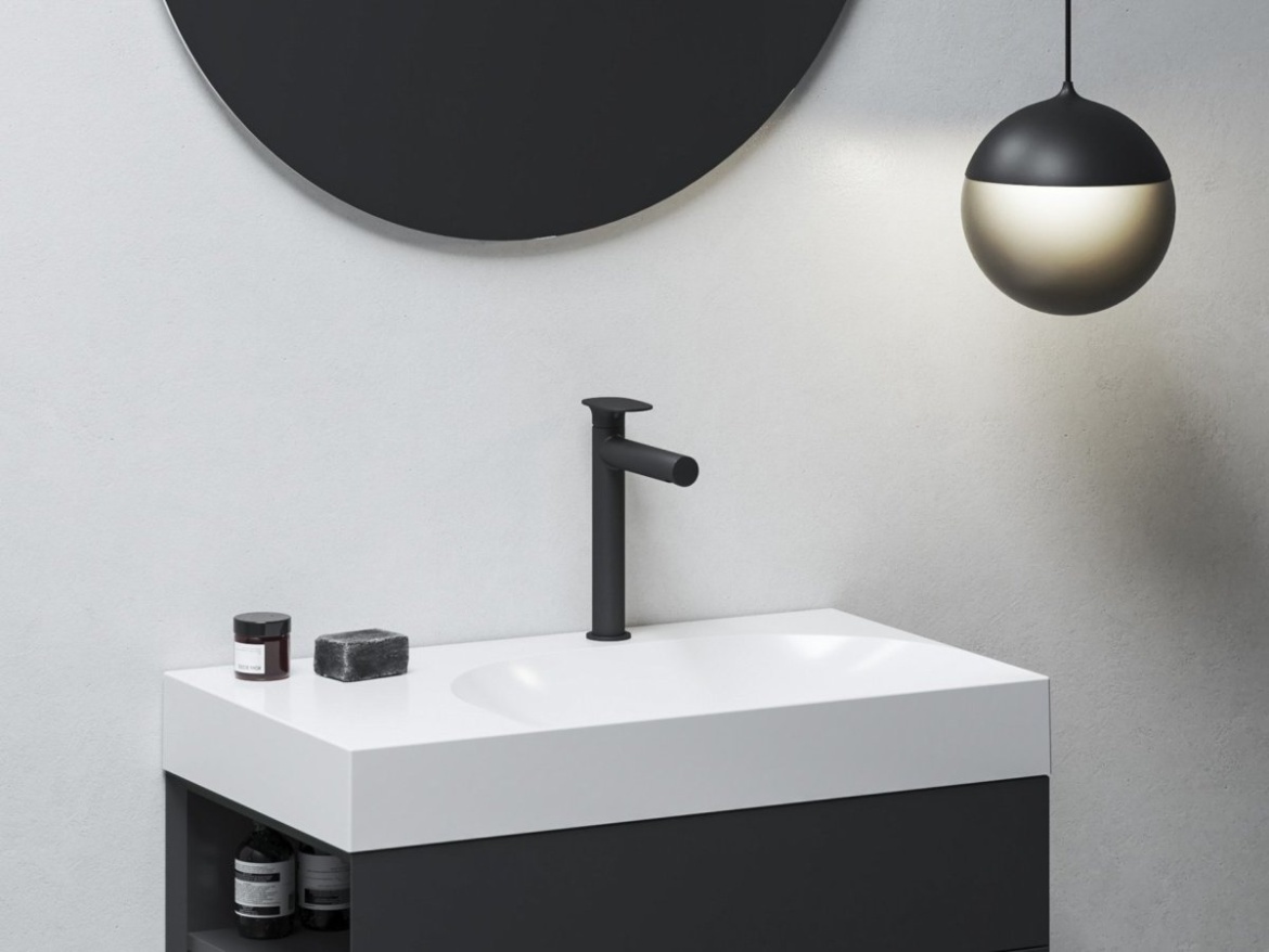 Ravak SG 014.20BLM Umyvadlová stojánková baterie 255 mm bez výpusti, černá matná