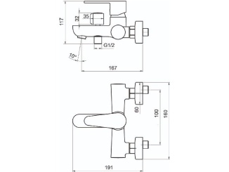 Vodovodné batérie – Novaservis Vanová baterie TITANIA FRESH, 100 mm, chrom, nástěnná, bez příslušenství, 96025/1,0
