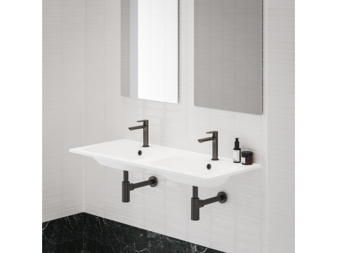 Ravak Dvojumyvadlo Chrome Slim 120, s otvory pro baterie, s přepadem