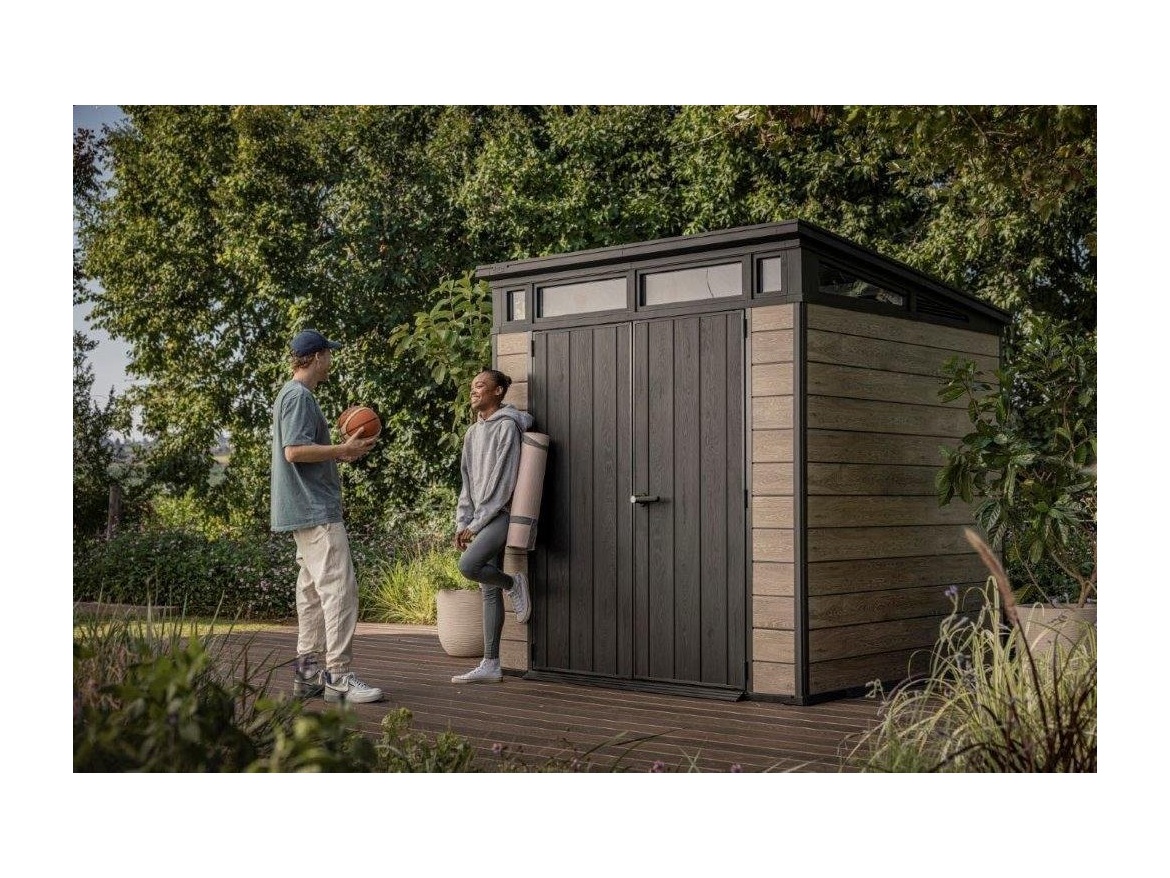 Plastový zahradní domek Keter Zahradní domek  PENT Signature 7x7 Ashwood, s podlahou