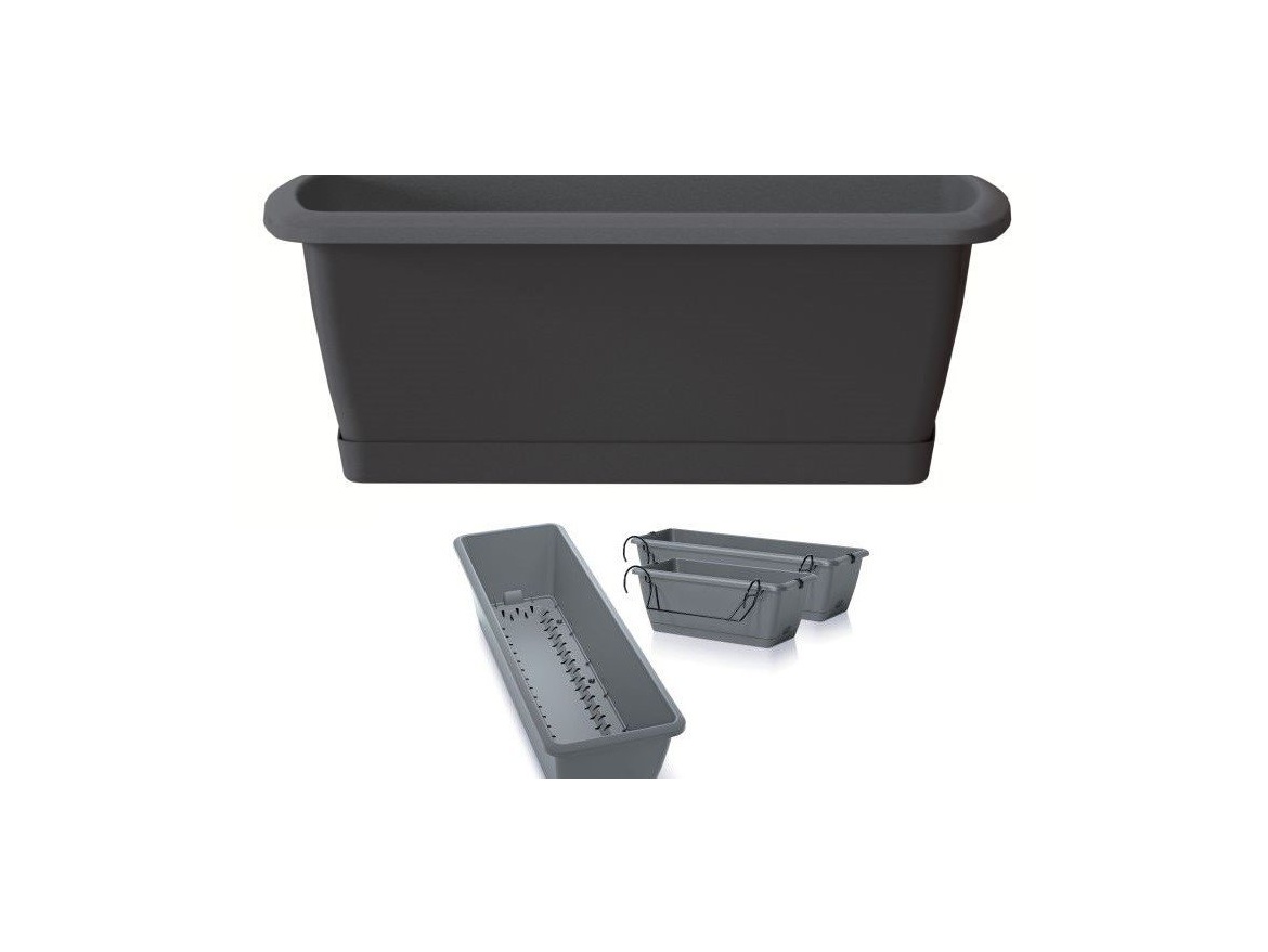 Prosperplast Truhlík se zavlažovacím systémem a držákem RESPANA EASYCARE 59,3 cm - antracit