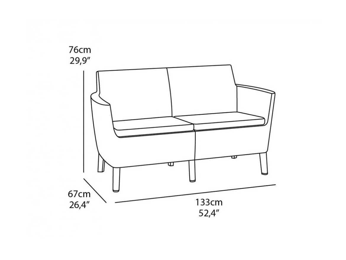 Keter Dvoumístná zahradní pohovka  Salemo 2 Seater Sofa- 133 x 67 x 76 cm - cappucino / béžová