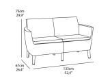 Keter Dvoumístná zahradní pohovka  Salemo 2 Seater Sofa- 133 x 67 x 76 cm - cappucino / béžová