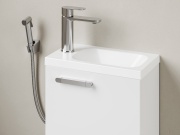 Ravak CR II 112.20BL Umyvadlová stojánková baterie 175 mm s bidetovou sprškou a držákem na zeď, bez výpusti, černá