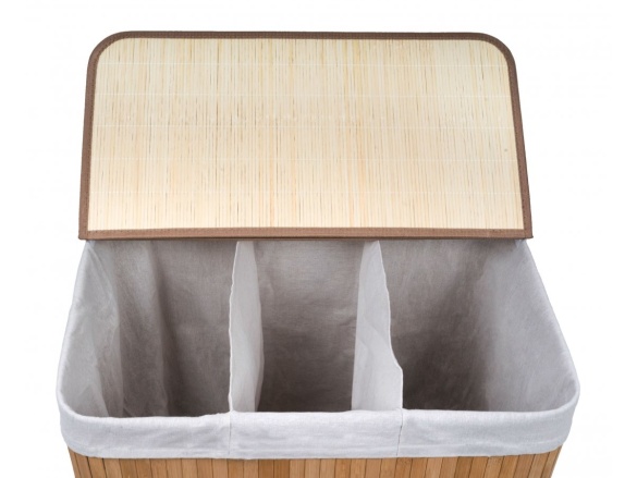 G21 Koš na prádlo  150 l s rozdělovači, bambusový s bílým košem