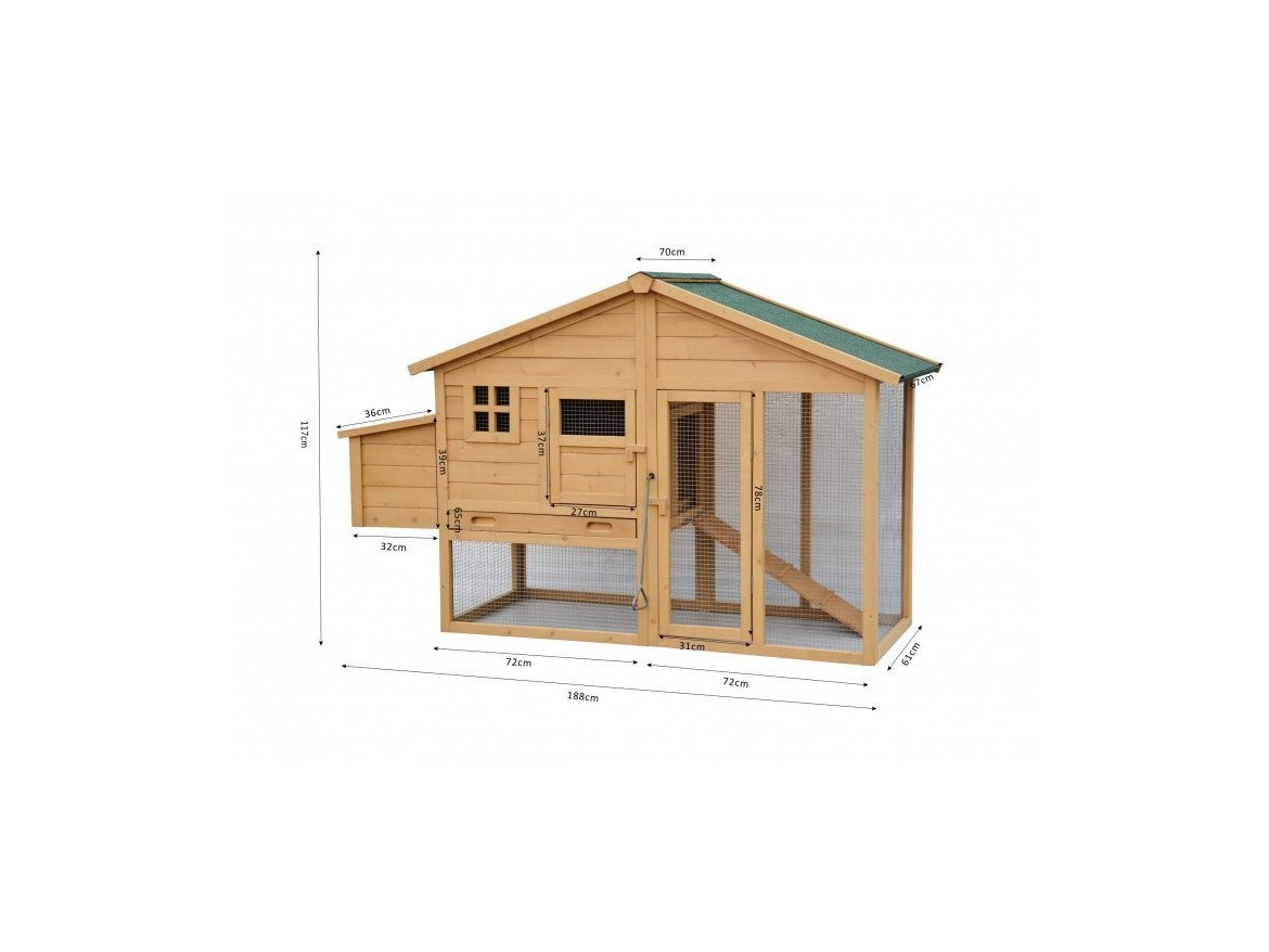 Kurník Scobax Dřevěný kurník BERLIN XXL, 1900x670x1170 mm