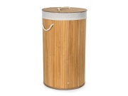 G21 Koš na prádlo  55 l, bambusový kulatý s bílým košem