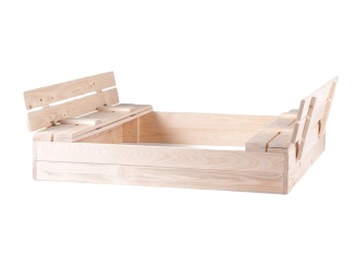 Homokozó –  Pískoviště dřevěné s krytem, se 2 lavicemi, natur