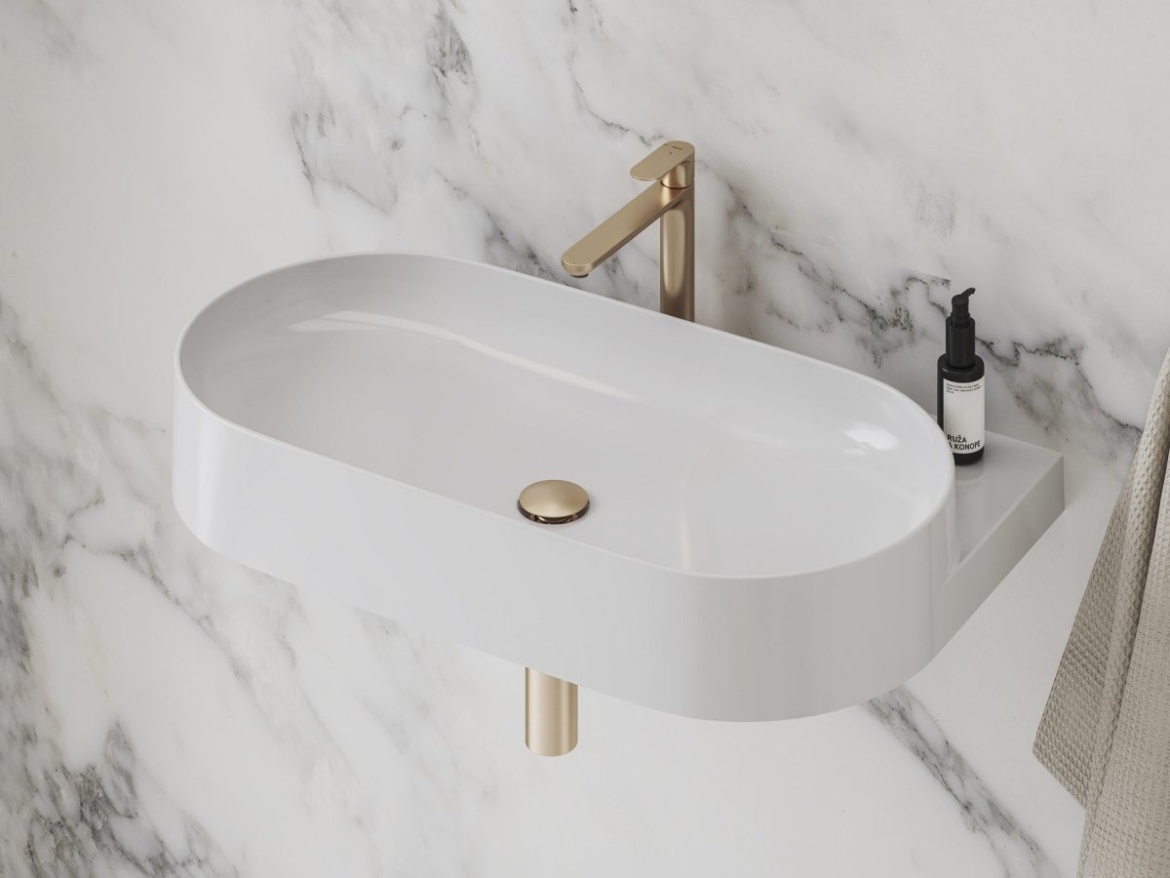 Ravak Umývadlová pileta ClickClack/pevná, Gold Brushed