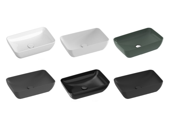 Ravak Umyvadlo Uni Slim R 50, bez otvoru pro baterii, bez přepadu, černá