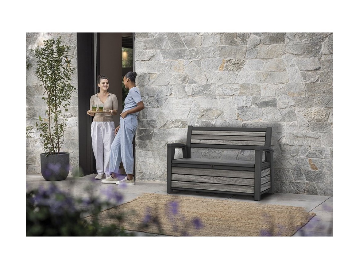 Keter Zahradní lavice Keter Deco Bench 227L - 133x61x89 cm - storm grey / šedá