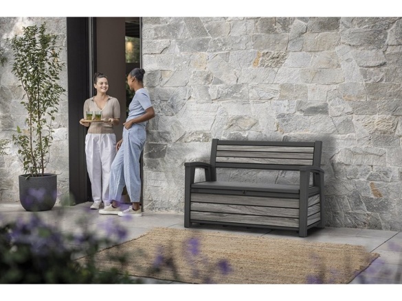 Keter Zahradní lavice Keter Deco Bench 227L - 133x61x89 cm - storm grey / šedá