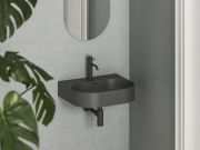 Ravak Umývadlo Ceramic Slim Wall O 55 N, s otvorom pre batériu, s prepadom, antracit