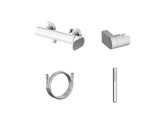 Csaptelepek –  Ravak EL 032.20BLM.+S Sprchová nástěnná baterie se sprchovým setem, Black Matt