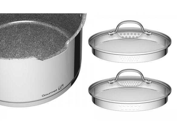 G21 Hrnec  Gourmet Miracle s cedníkem 28 cm s poklicí nerez/greblon