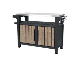 Boxy –  Keter Multifunkční zahradní stolek  UNITY XL 207L - 134 x 52 x 90 cm - ashwood / jasan