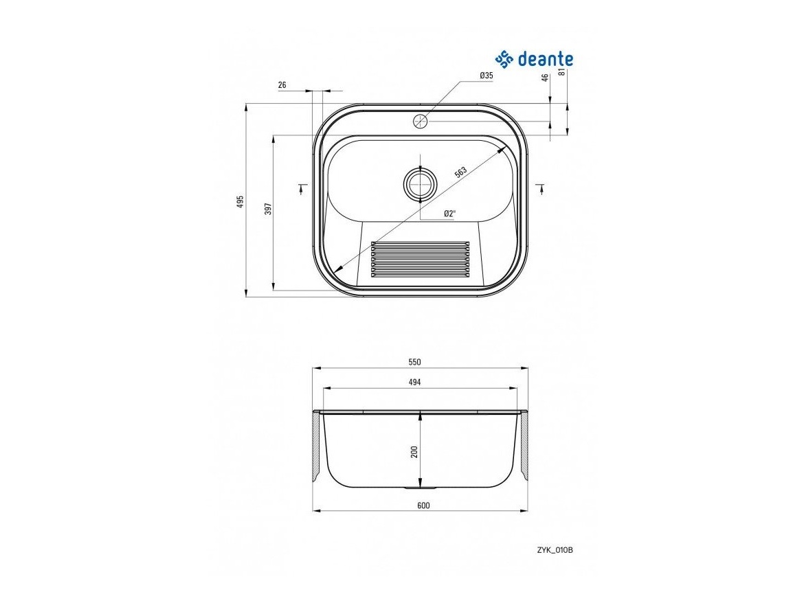 Kuchyňské dřezy Deante Nerez 550