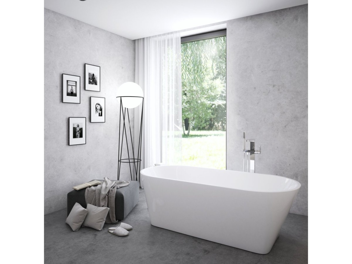 Ravak Vana Solo 178x80, volně stojící, bílá, krytka přepadu a odtoku černá