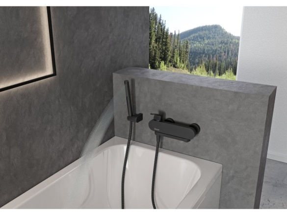 Ravak CR 022.20BL Vaňová nástenná batéria bez sprchového setu, čierna