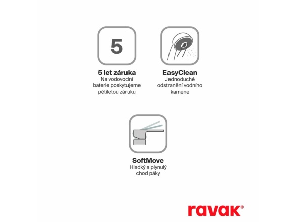 Ravak CR II 026.00CR Vanová stojánková 4-otvorová baterie se sprchovým setem, chrom