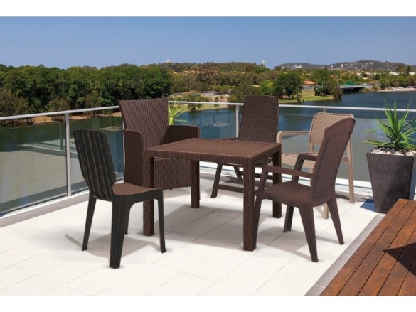 Keter Jídelní stůl  Melody Quartet BOX - 95 x 95 x 74,5 cm - hnědý