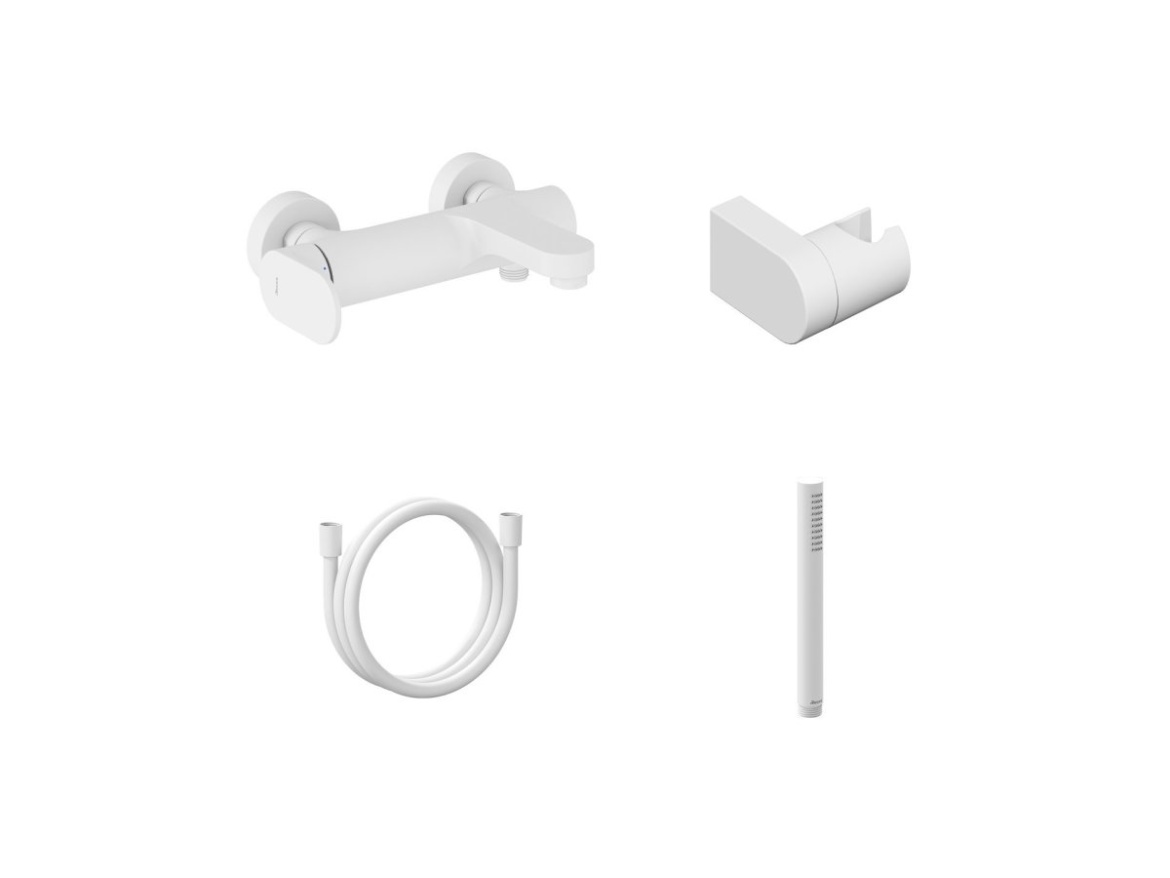 Ravak EL 022.20BLM.+S Vaňová nástenná batéria so sprchovým setom, čierna matná