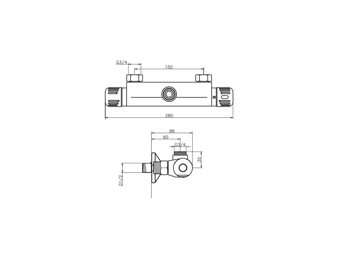 Novaservis Sprchová baterie Aqualight 150 mm, chrom, nástěnná, termostatická, bez příslušenství,  2661/1,0
