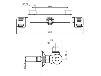 Termosztatikus – Novaservis Sprchová baterie Aqualight 150 mm, chrom, nástěnná, termostatická, bez příslušenství, 2661/1,0