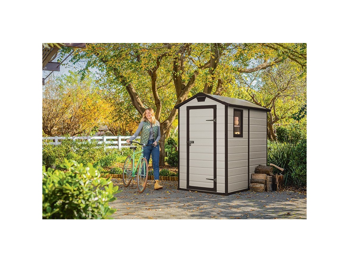 Plastový záhradný domček Keter MANOR 4 x 6 béžový, s podlahou