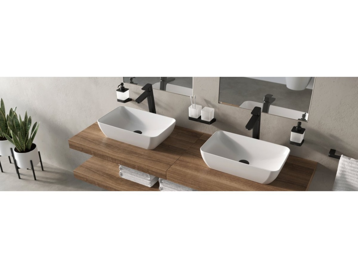 Ravak TD F 015.20BLM Umývadlová batéria 334 mm bez odtokovej armatúry, čierna matná