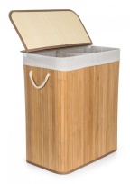 G21 Koš na prádlo  105 l s rozdělovačem, bambusový s bílým košem