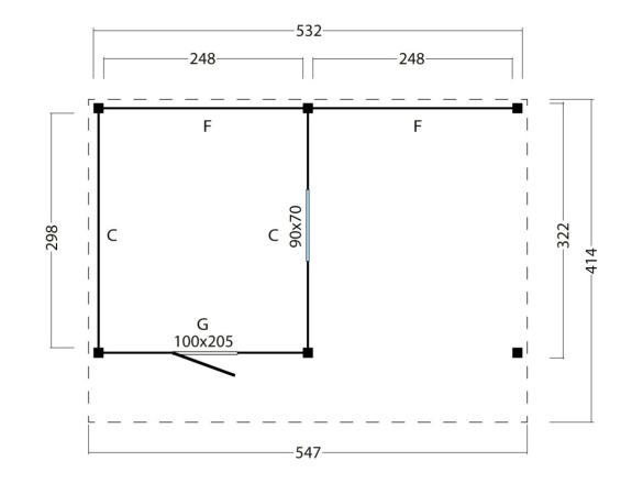 Wood scheune Malmö, typ 1 (schwarz gesprühte Wände)