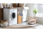 G21 Koš na prádlo  55 l, bambusový kulatý s bílým košem