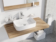 Ravak Umývadlo Ceramic Slim R 55, bez otvoru pre batériu, bez prepadu, biela