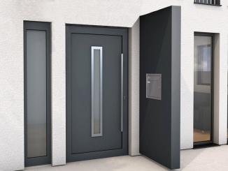 Vchodové striešky Gutta –  Guttavordach BS Plus so schránkou, zvončekom a interkomom 201 - 250 x 90 cm DB 703 antracit/nerez