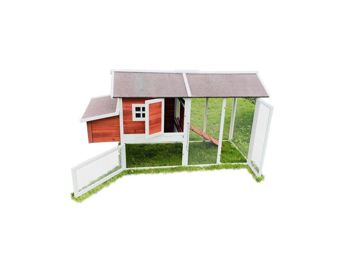 Kurník Scobax Dřevěný kurník MILÁNO RED MAXI, 2200x740x1200 mm