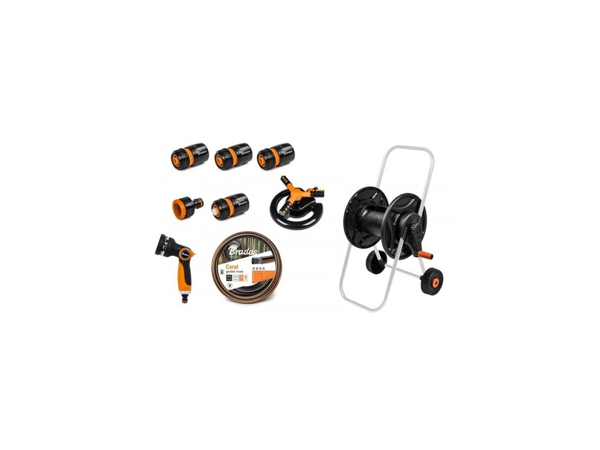 Bradas Zahradní hadice Carat 20m 1/2"  Black Line s vozíkem a příslušenstvím