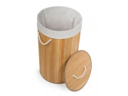 G21 Koš na prádlo  55 l, bambusový kulatý s bílým košem