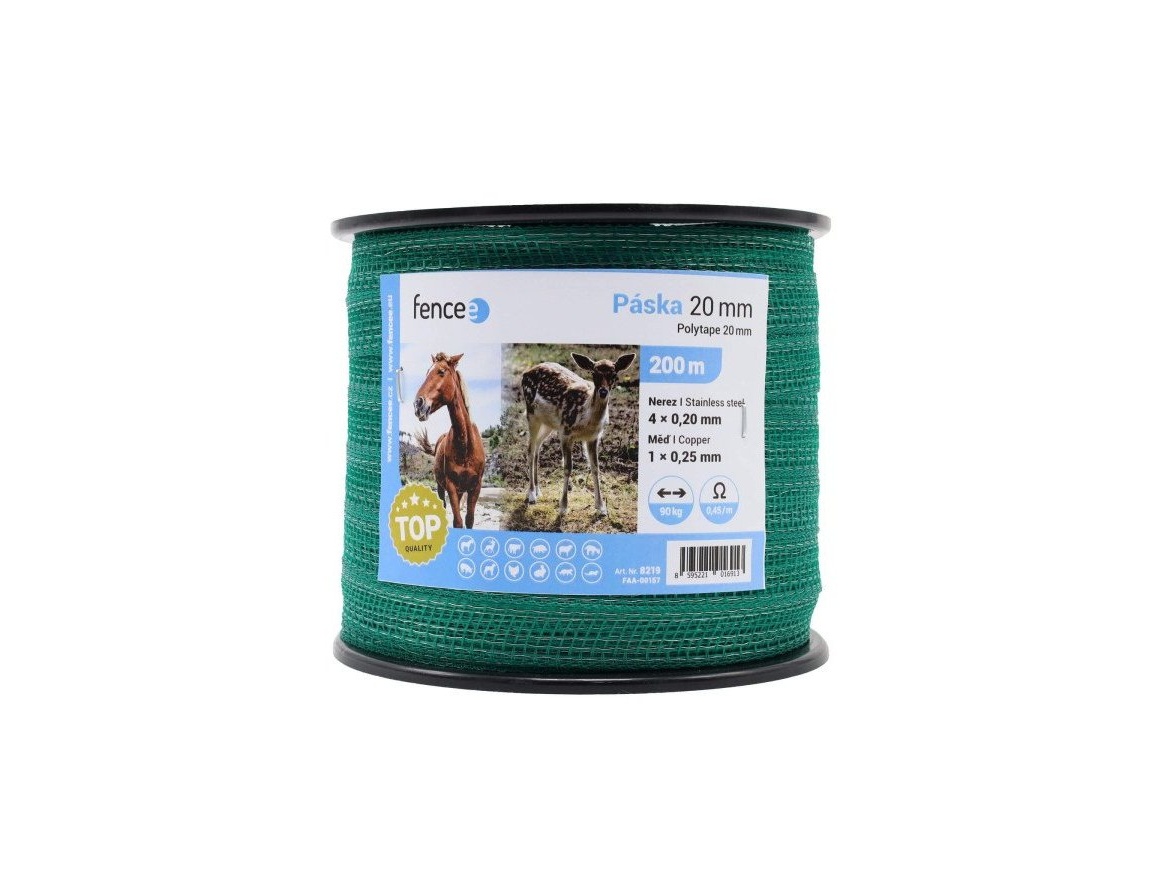 Scobax Páska pro elektrický ohradník, šířka 20 mm, zelená, délka 200 m